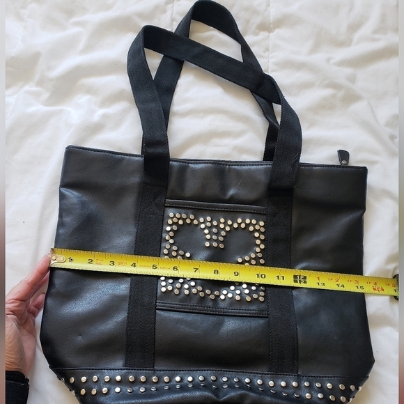 DISNEY Black Faux Leather Tote with Mickey Mouse metal studs - Picture 2 of 14